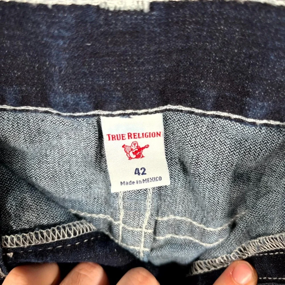True Religion Jeans Mens 42 Blue Denim Dark Wash Cotton Stretch Skinny Leg